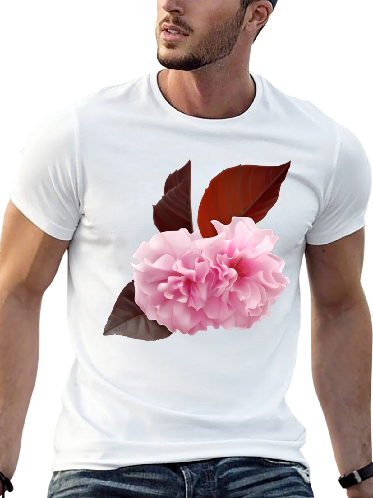Floral Print Tee - Elegant Sakura Blossom Design