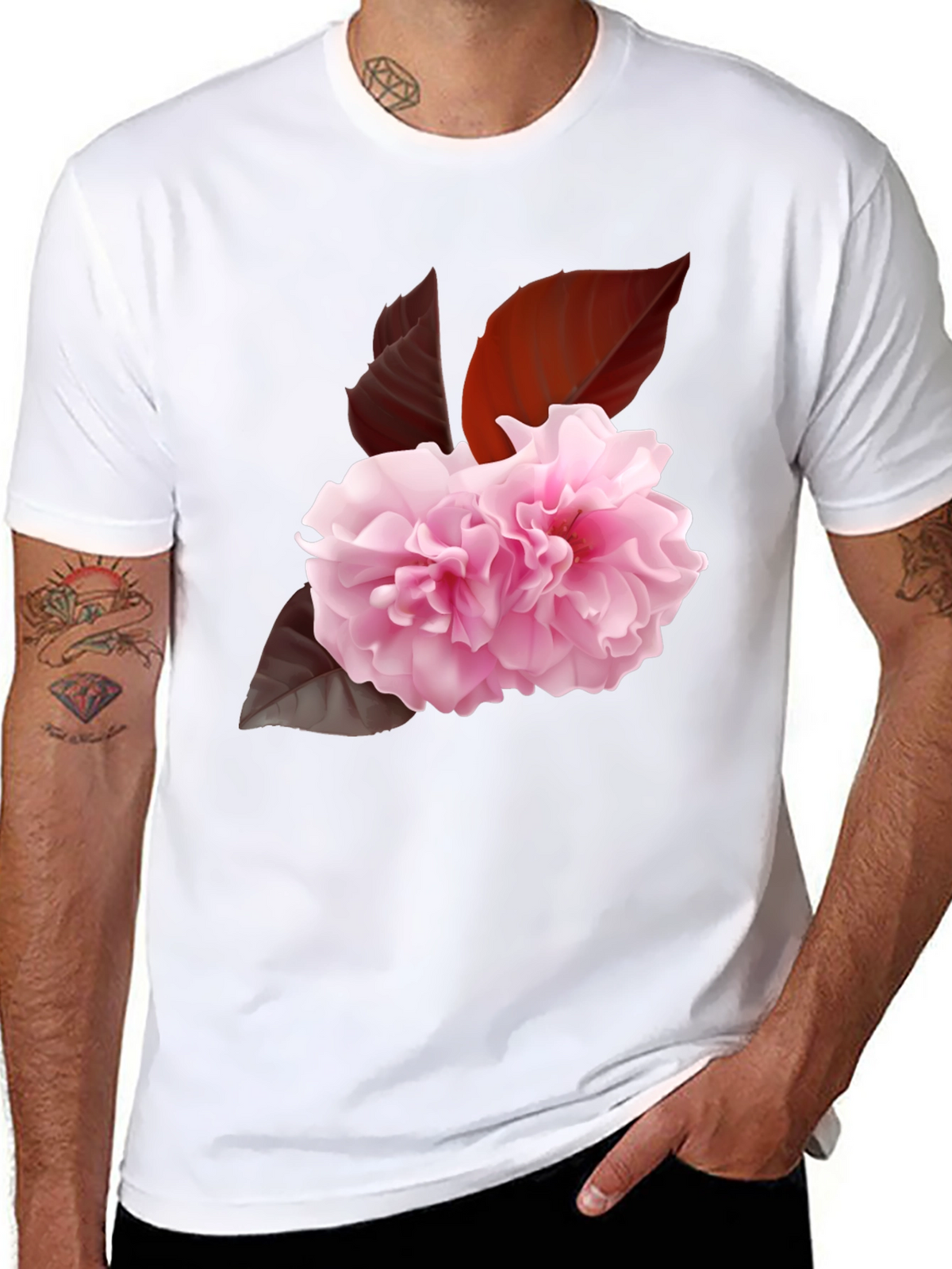 Floral Print Tee - Elegant Sakura Blossom Design