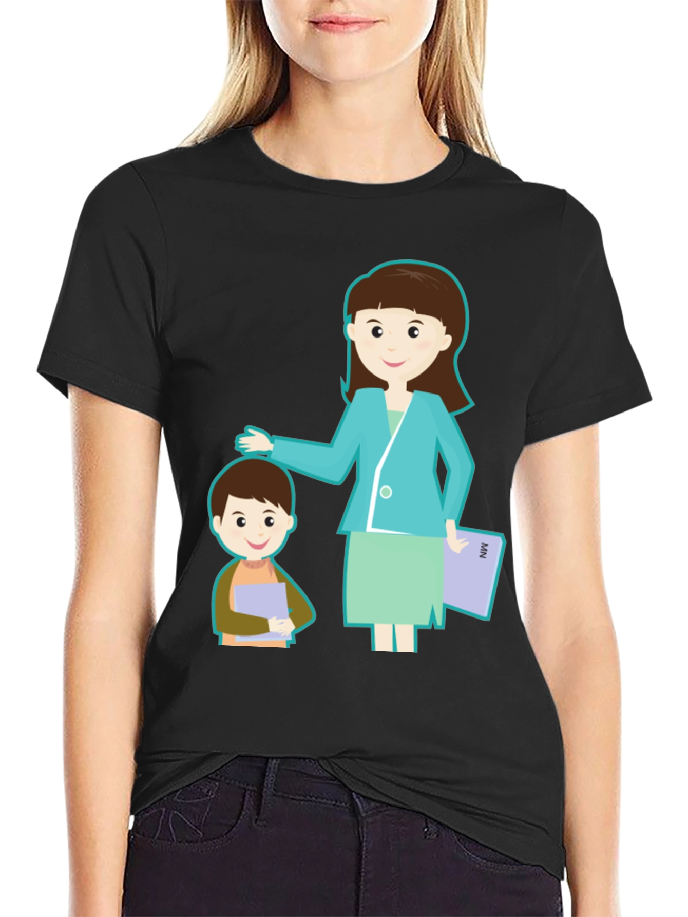 Teacher & Student Graphic Black T-Shirt