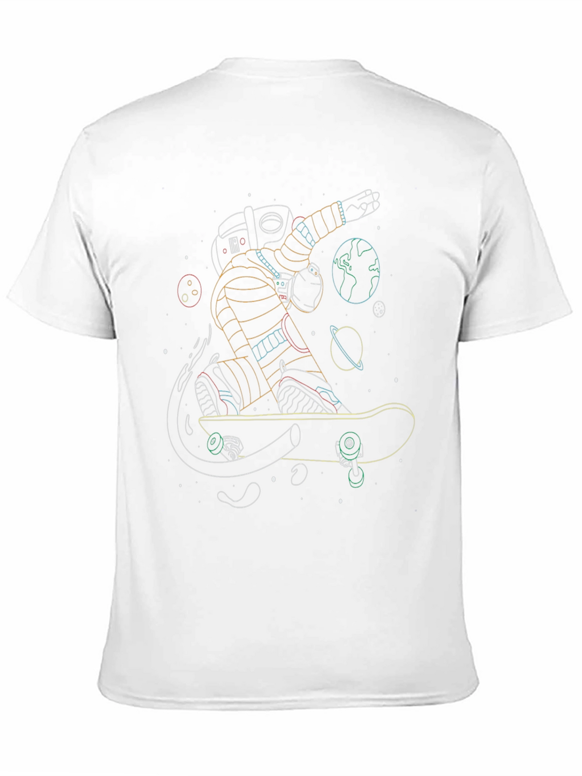 Astronaut Skateboarder Black T-Shirt