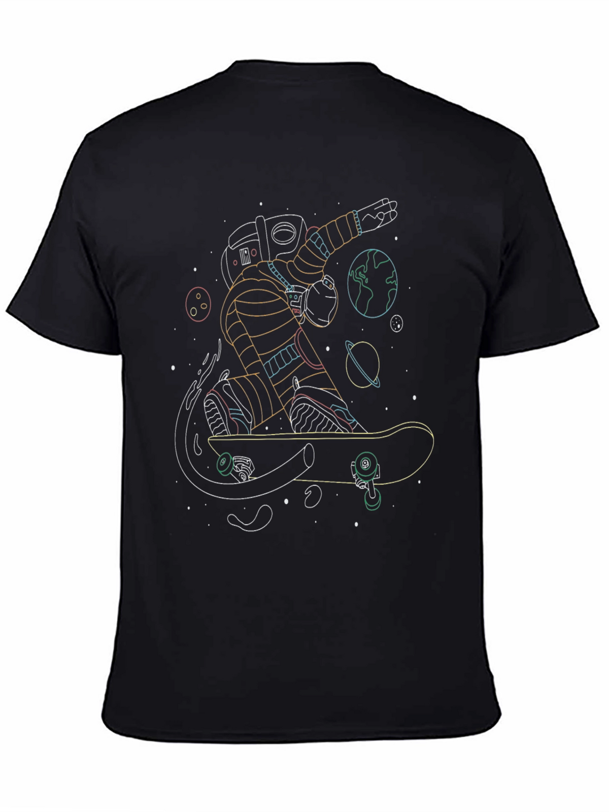 Astronaut Skateboarder Black T-Shirt