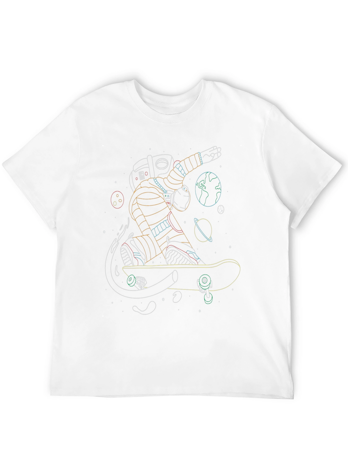 Astronaut Skateboarder Black T-Shirt