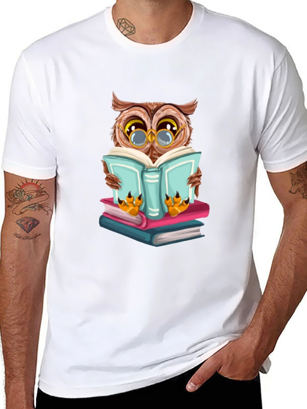 Owl Reading Book Graphic Tee