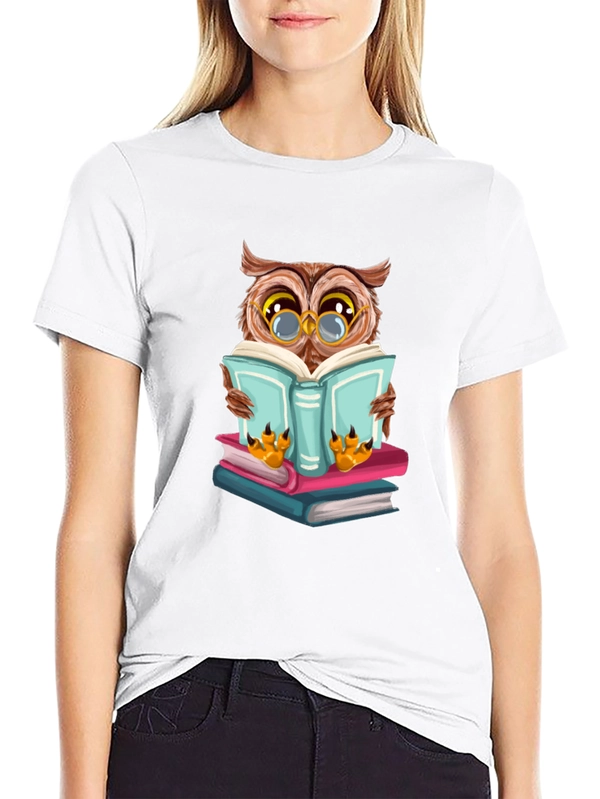 Owl Reading Book Graphic Tee