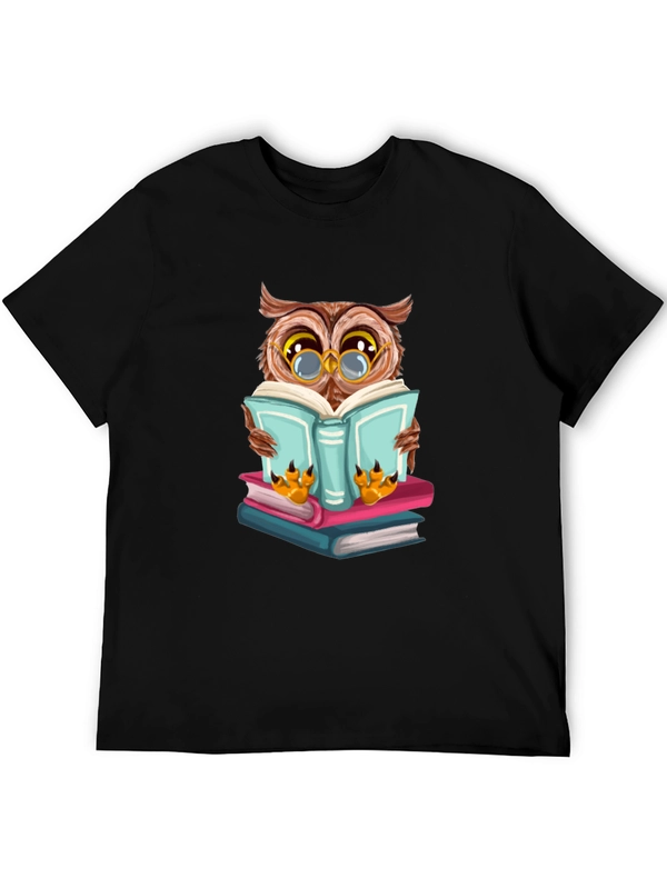 Owl Reading Book Graphic Tee
