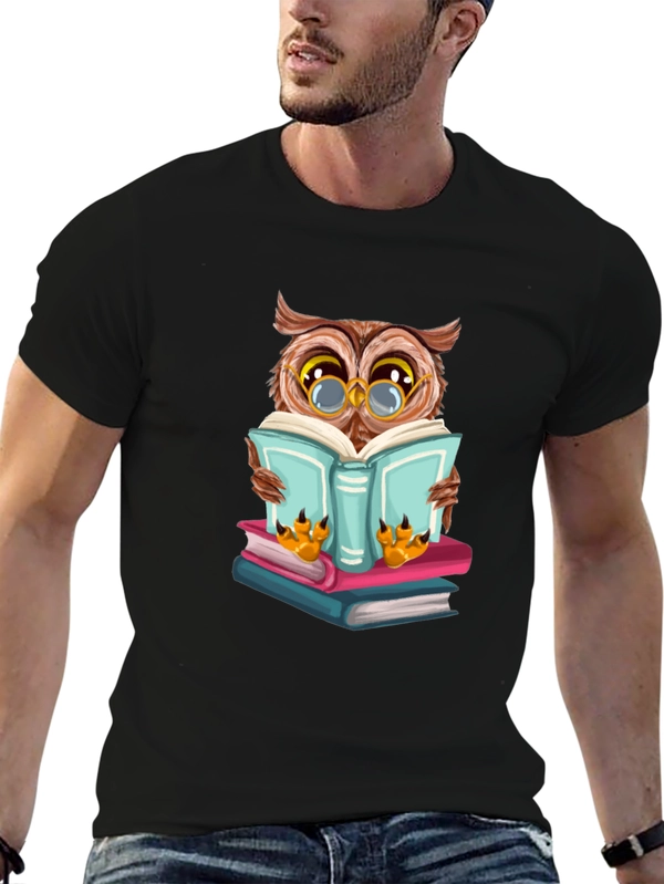 Owl Reading Book Graphic Tee