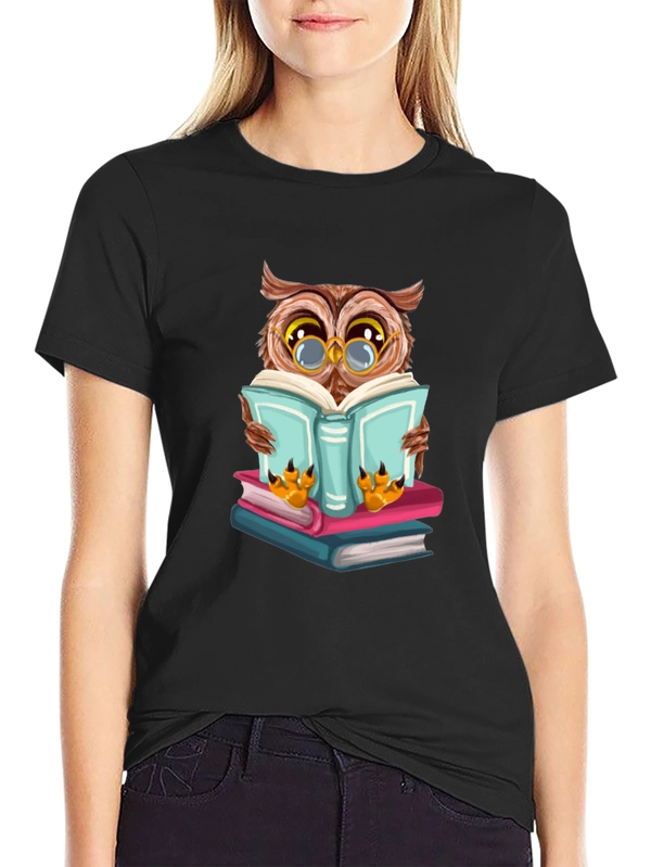 Owl Reading Book Graphic Tee