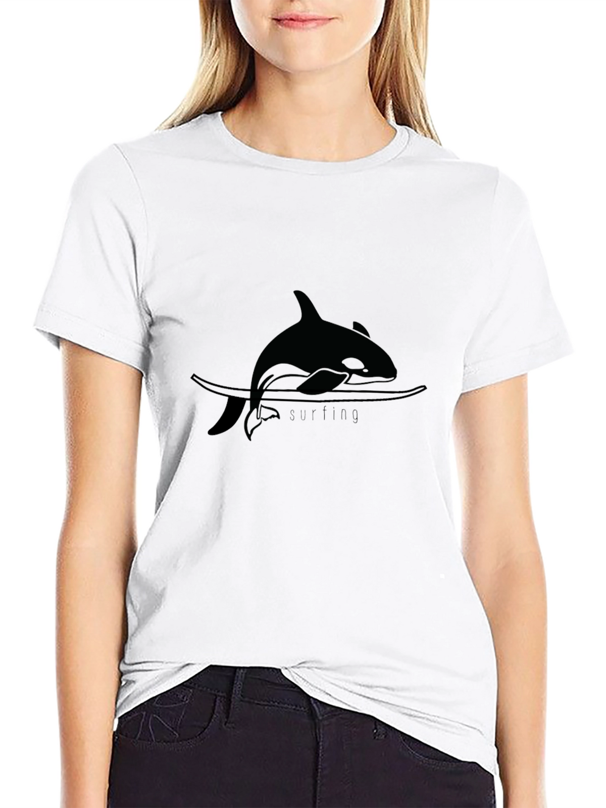 Orca Surfing Black T-Shirt