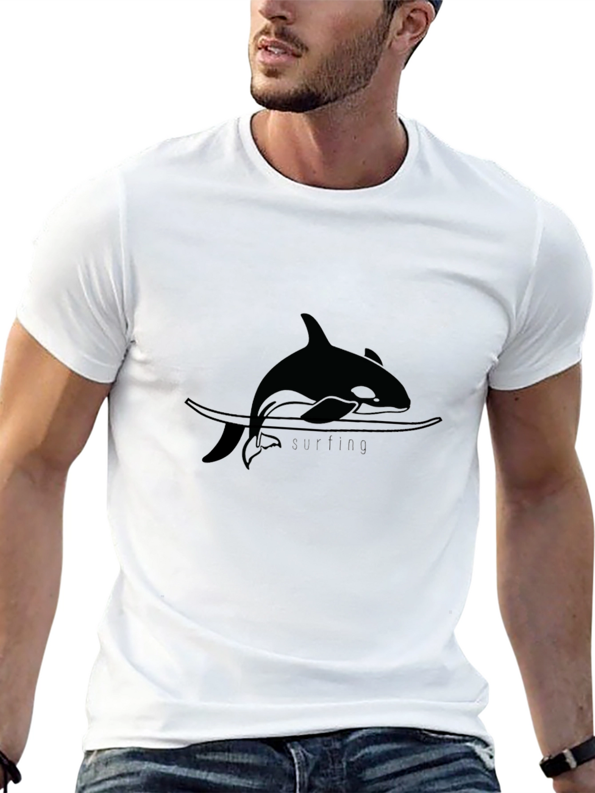 Orca Surfing Black T-Shirt
