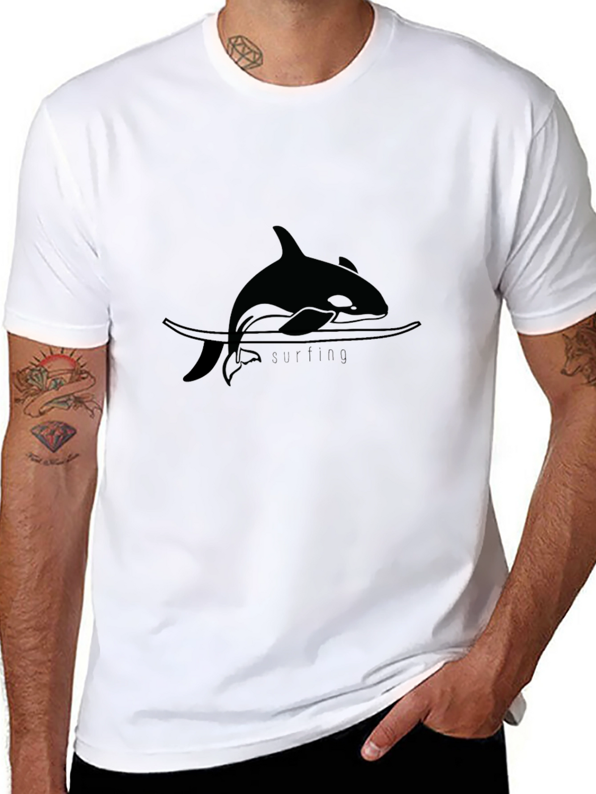 Orca Surfing Black T-Shirt