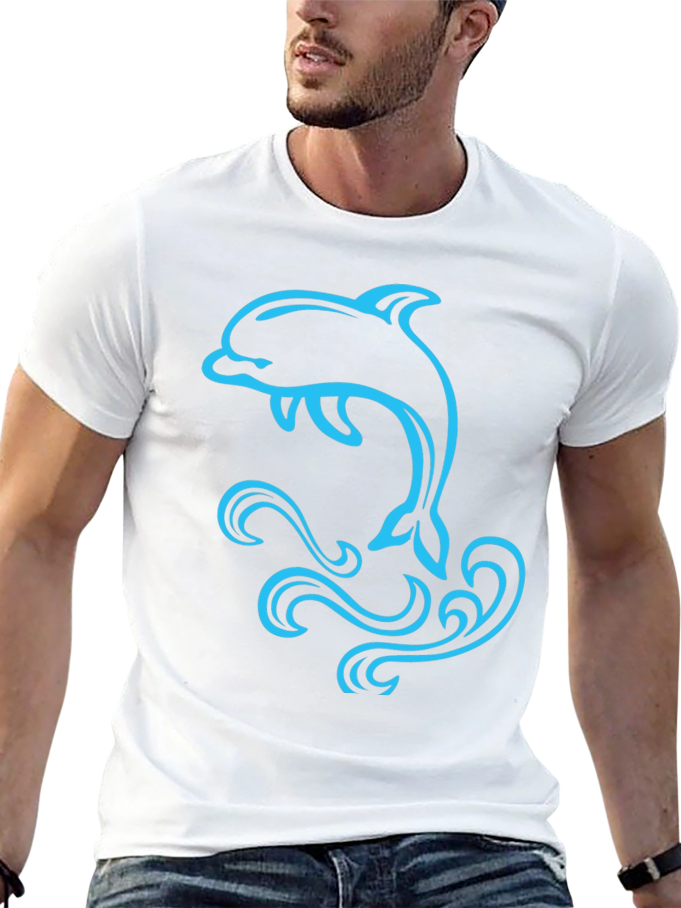Dolphin Graphic Tee - Black Cotton Blend