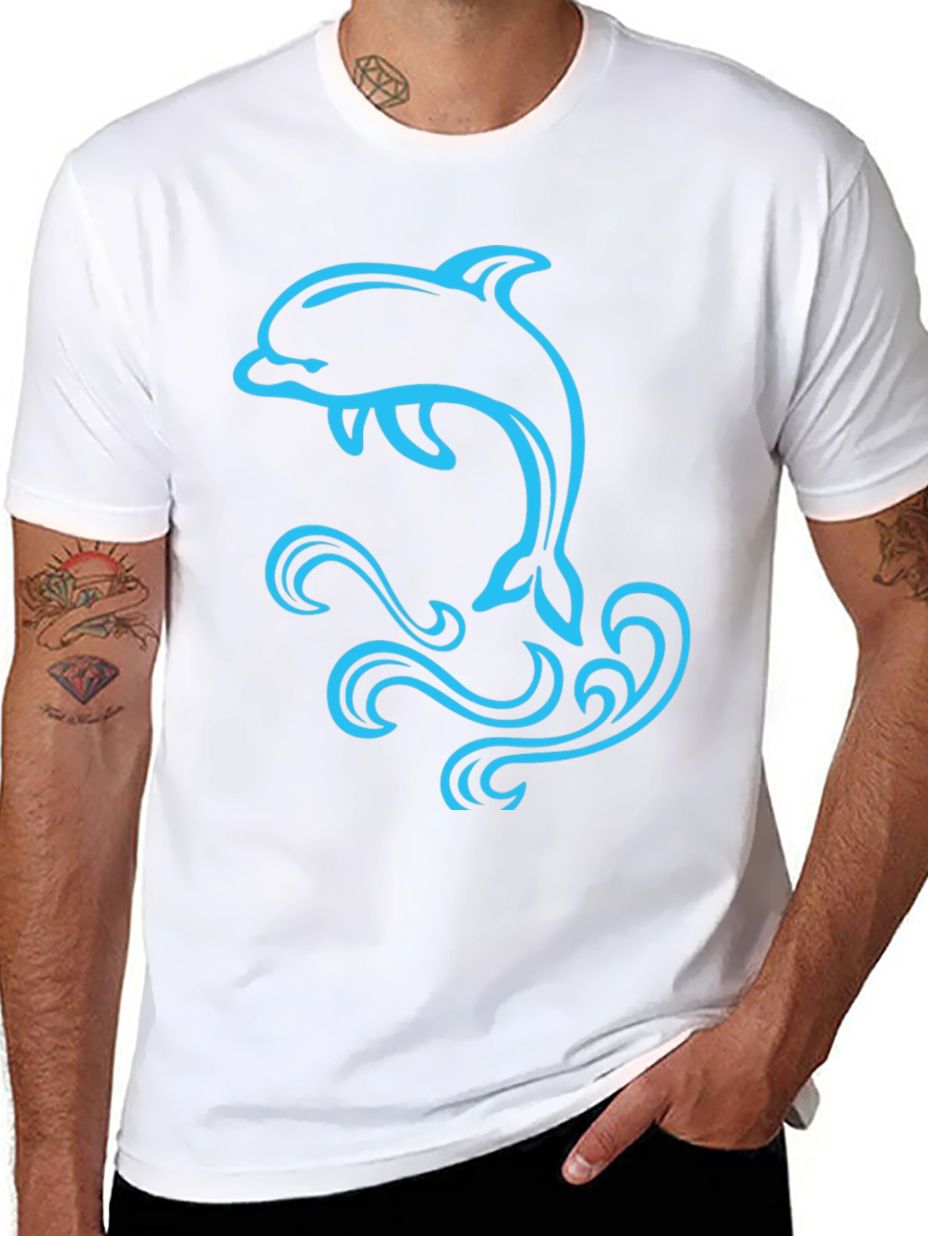 Dolphin Graphic Tee - Black Cotton Blend