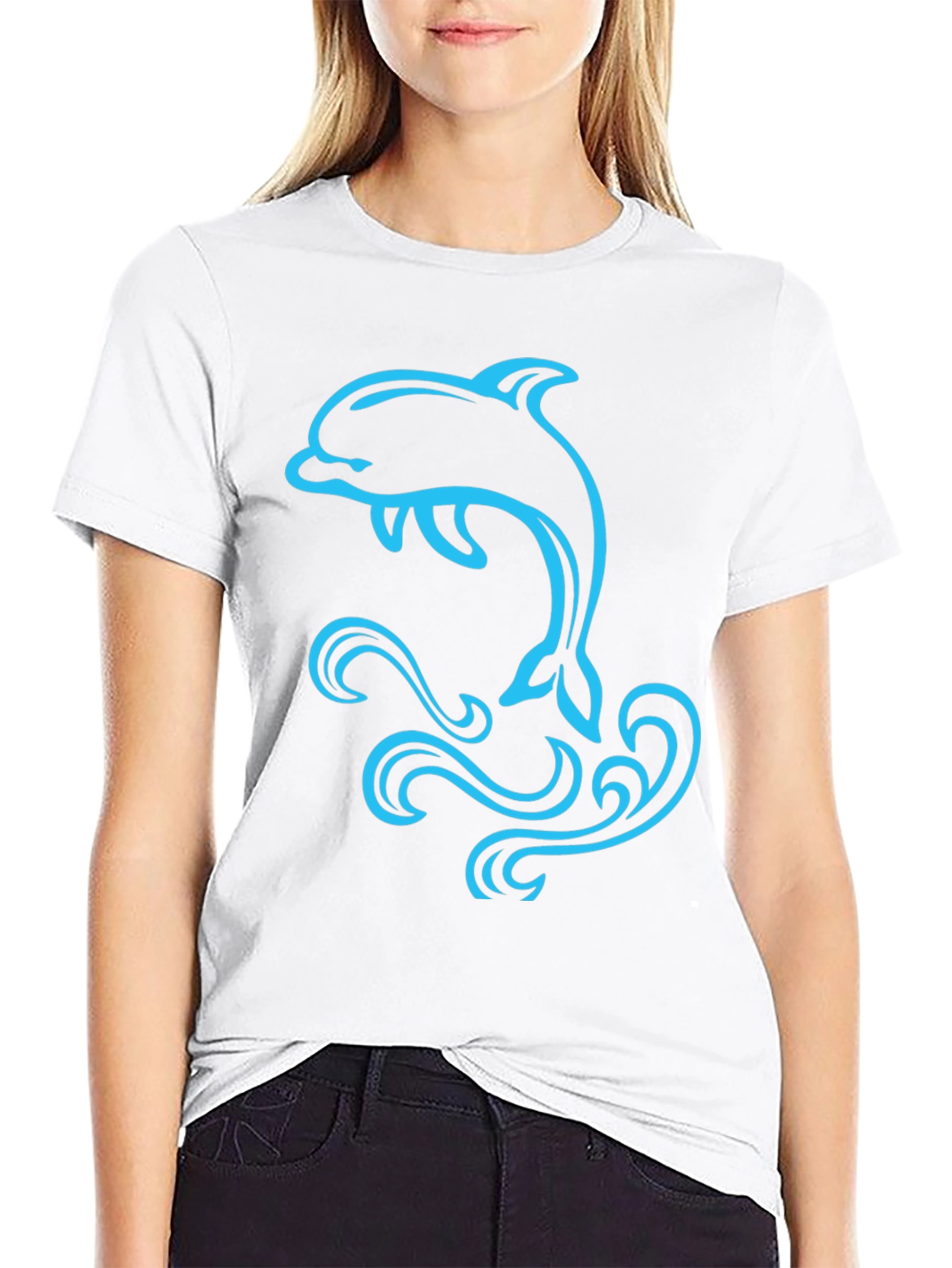 Dolphin Graphic Tee - Black Cotton Blend