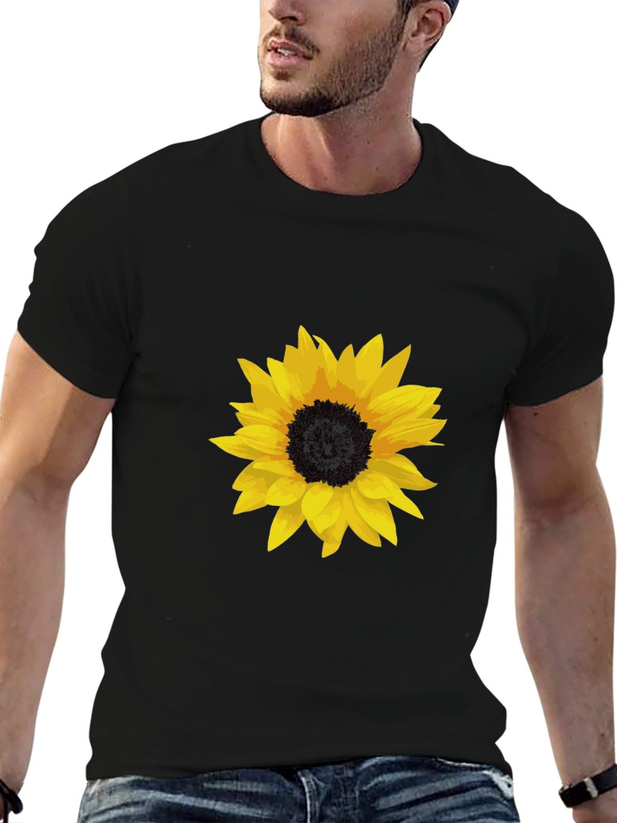 Sunflower Graphic Black T-Shirt