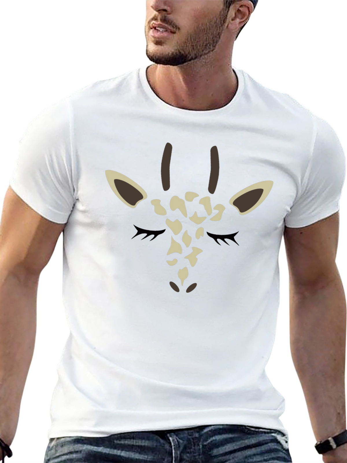Giraffe Face Graphic Tee - Black
