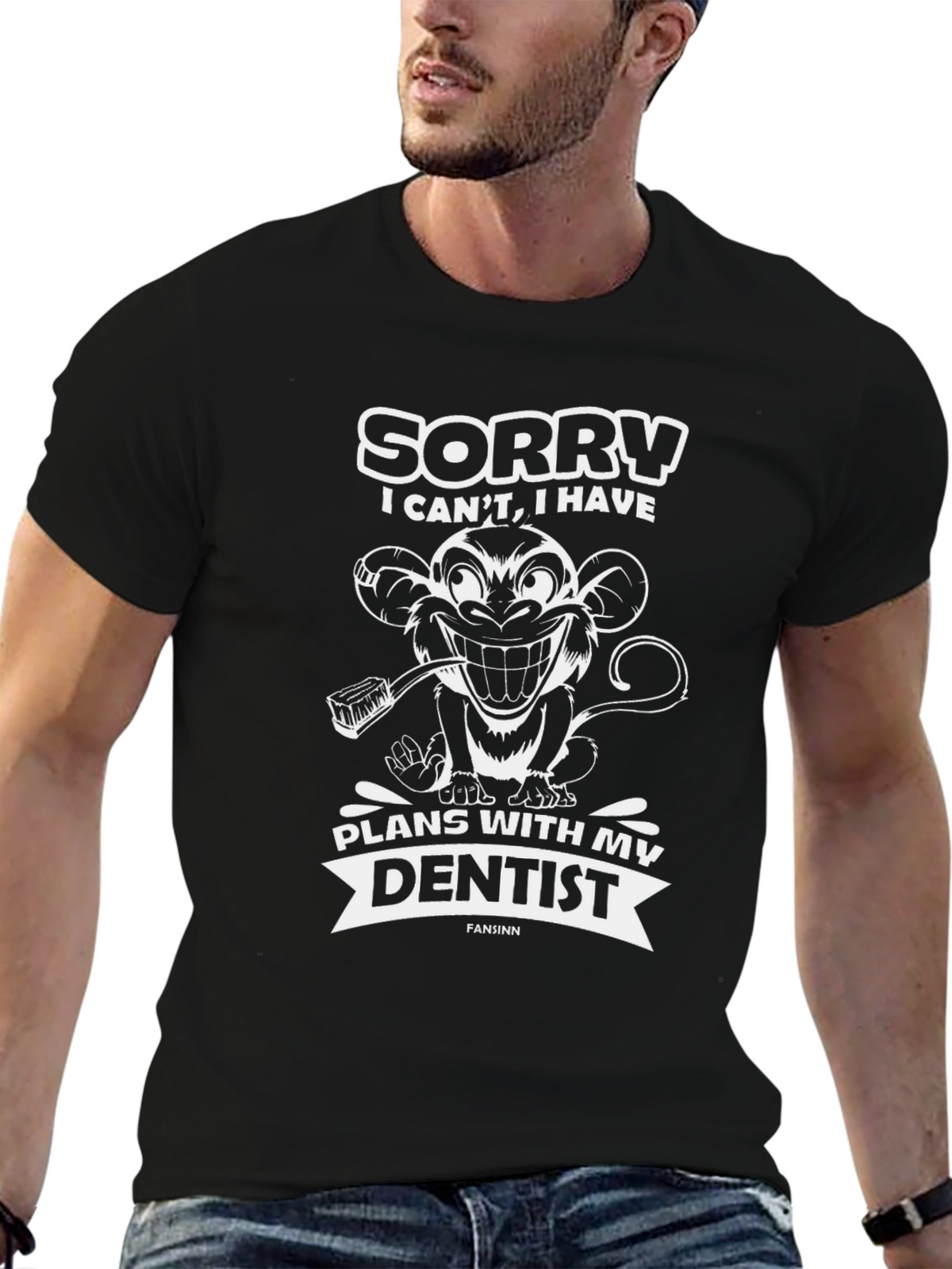 Funny Dentist Monkey Graphic T-Shirt