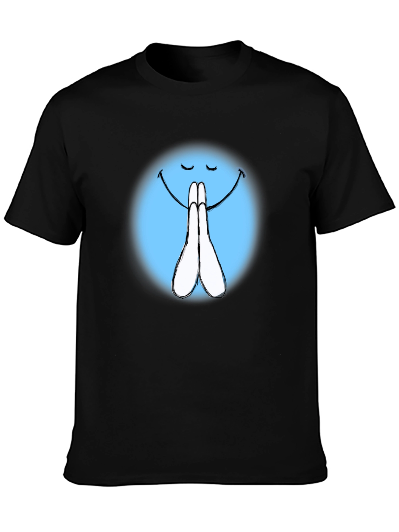 Praying Emoji Graphic Black T-Shirt