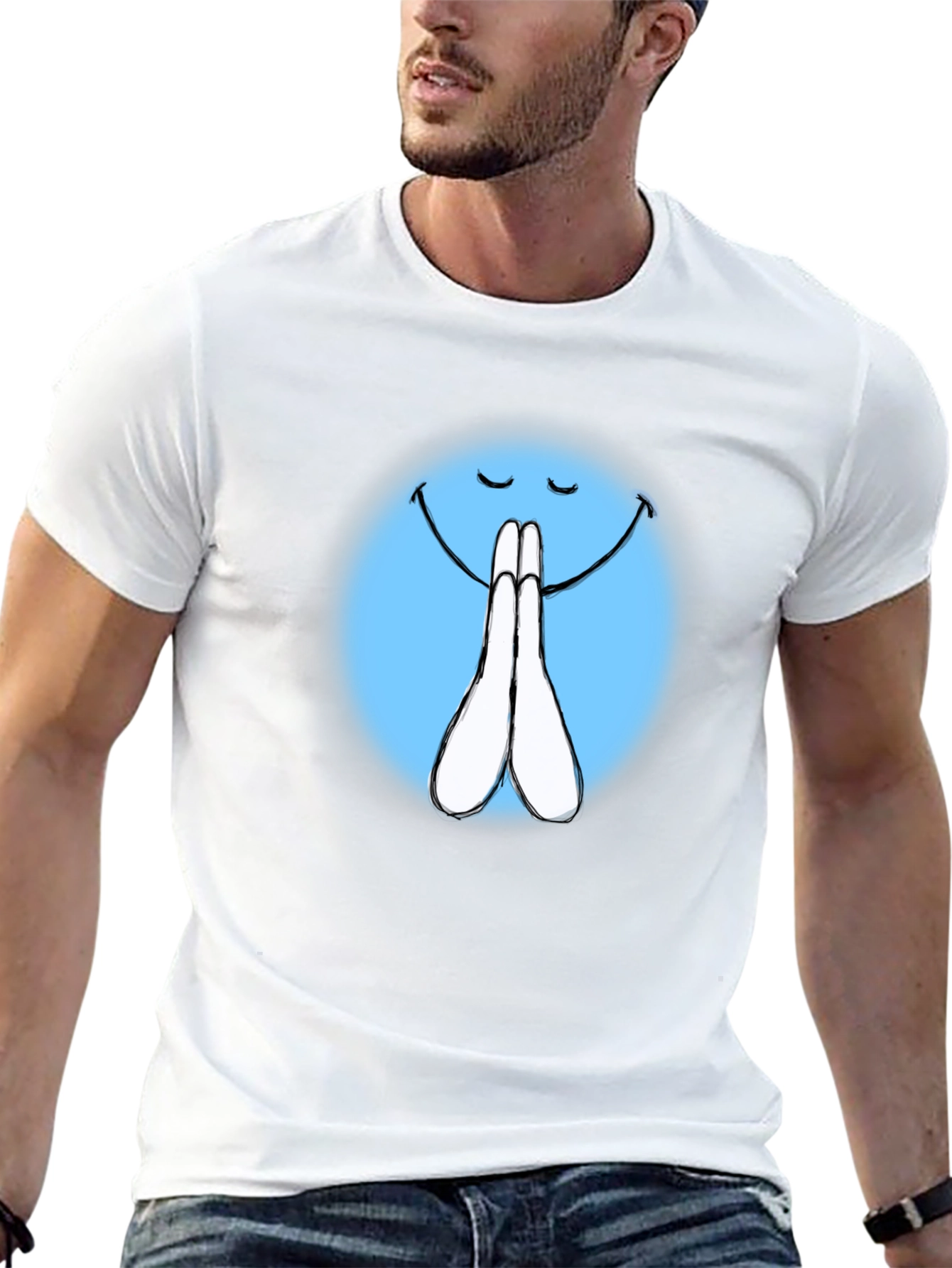Praying Emoji Graphic Black T-Shirt