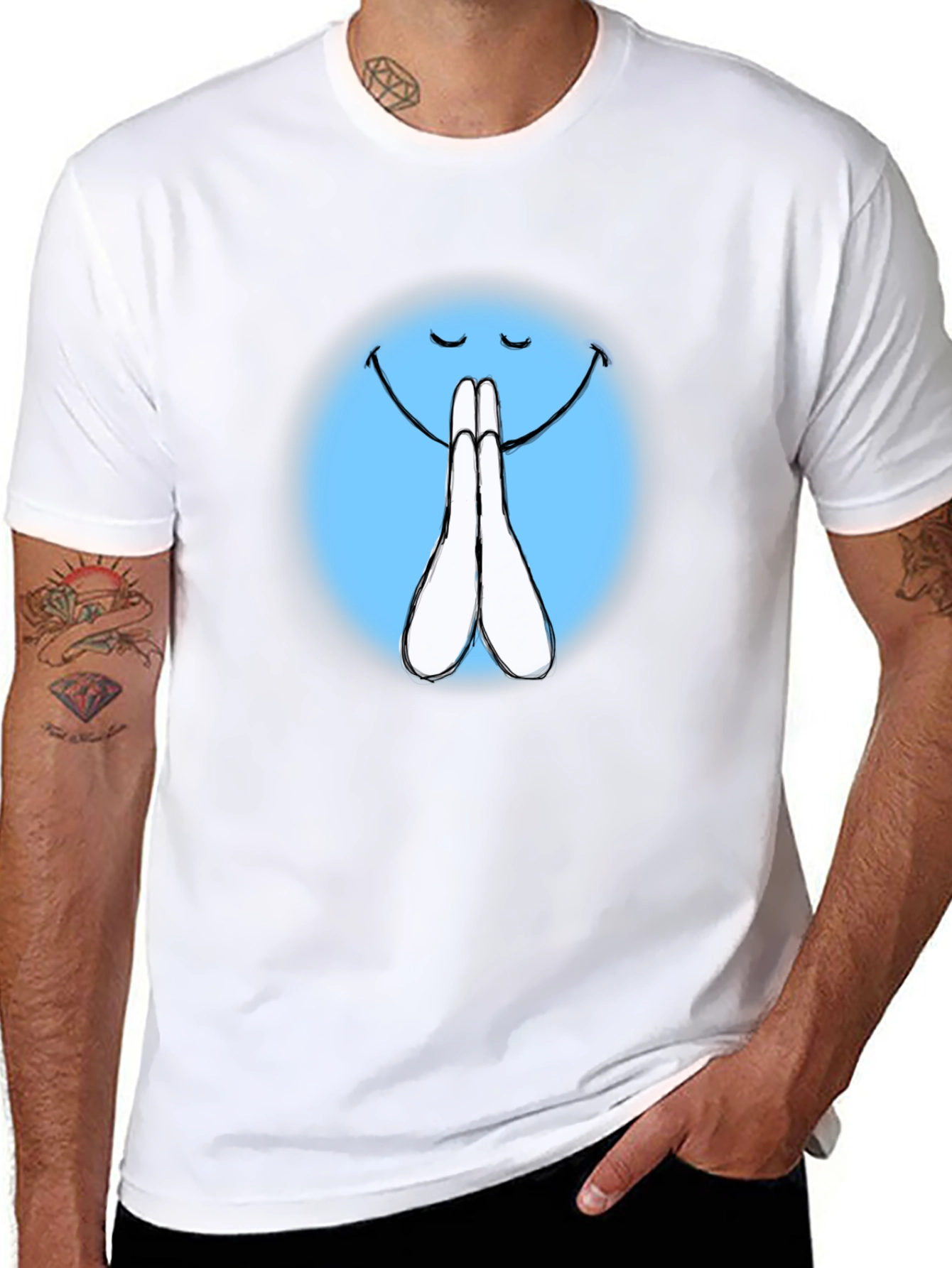 Praying Emoji Graphic Black T-Shirt