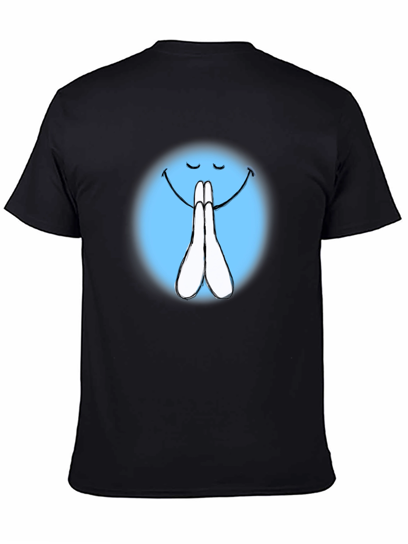 Praying Emoji Graphic Black T-Shirt