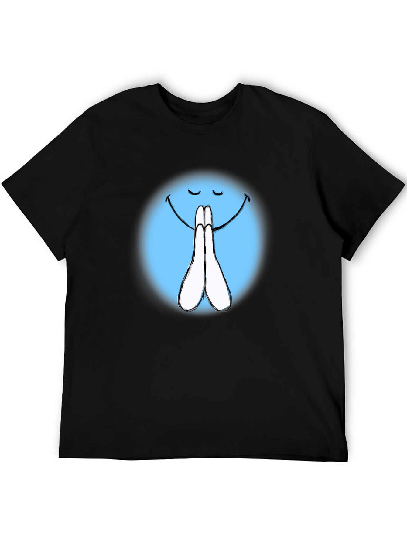 Praying Emoji Graphic Black T-Shirt