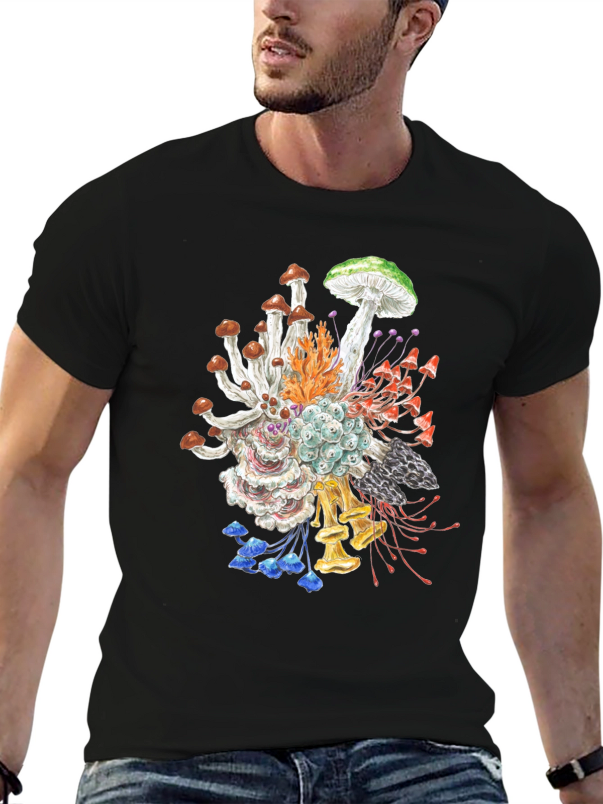 Mushroom Graphic Tee - Nature Inspired Art Shirt