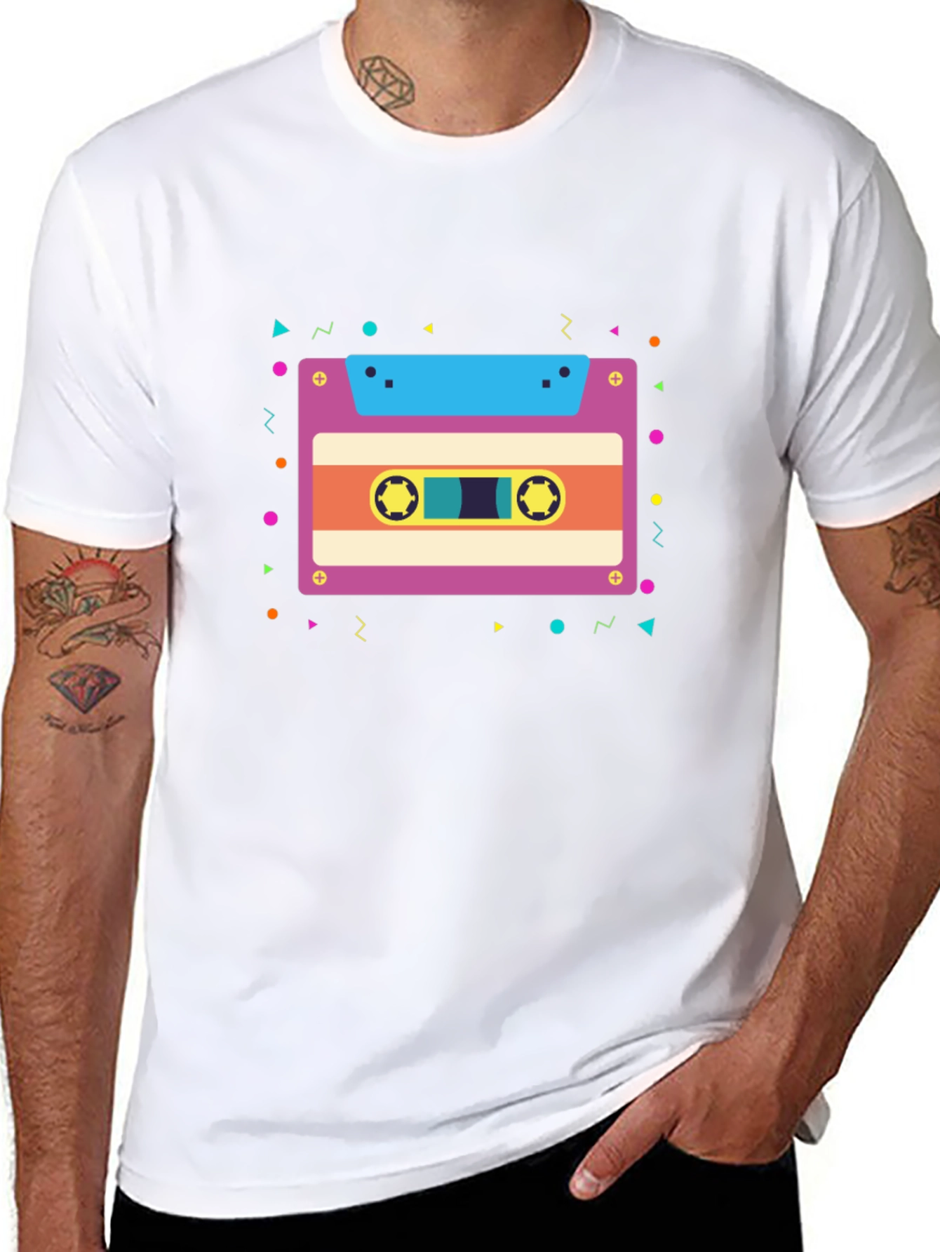 Retro Cassette Tape Graphic Tee - Black