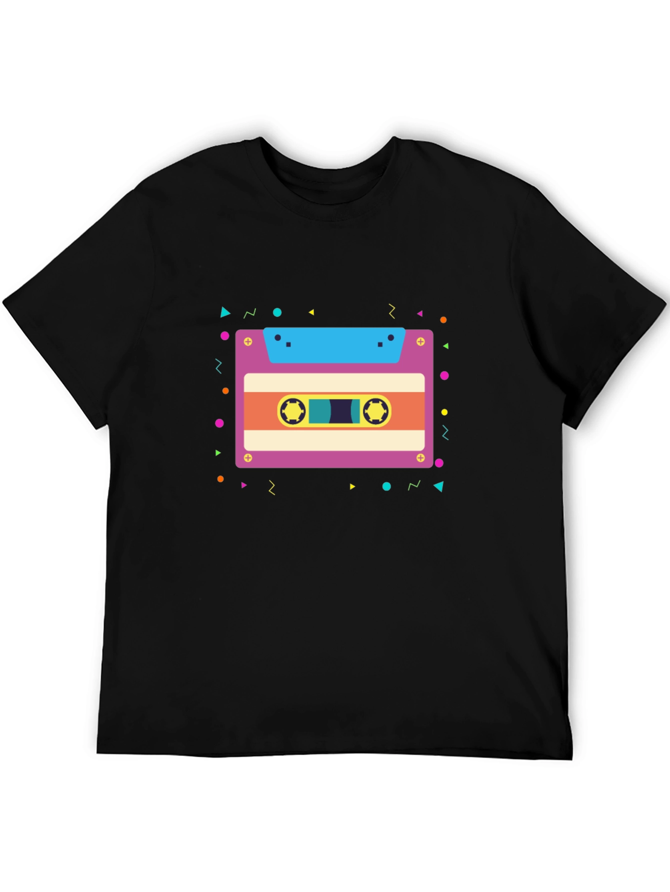 Retro Cassette Tape Graphic Tee - Black