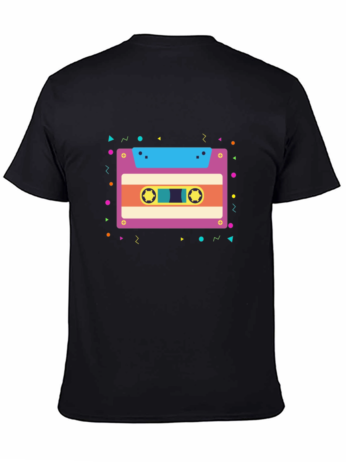 Retro Cassette Tape Graphic Tee - Black