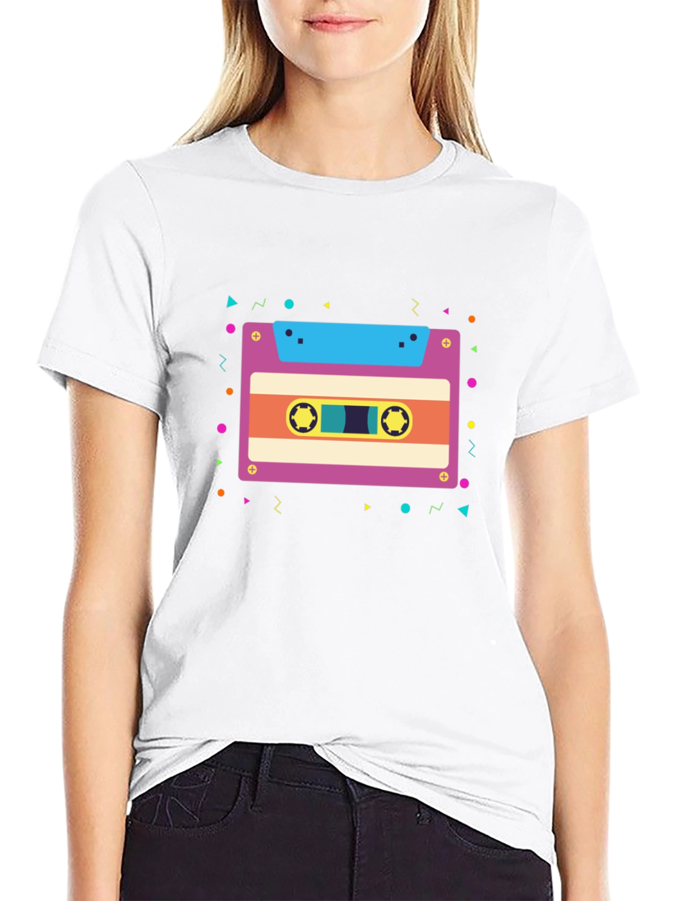 Retro Cassette Tape Graphic Tee - Black