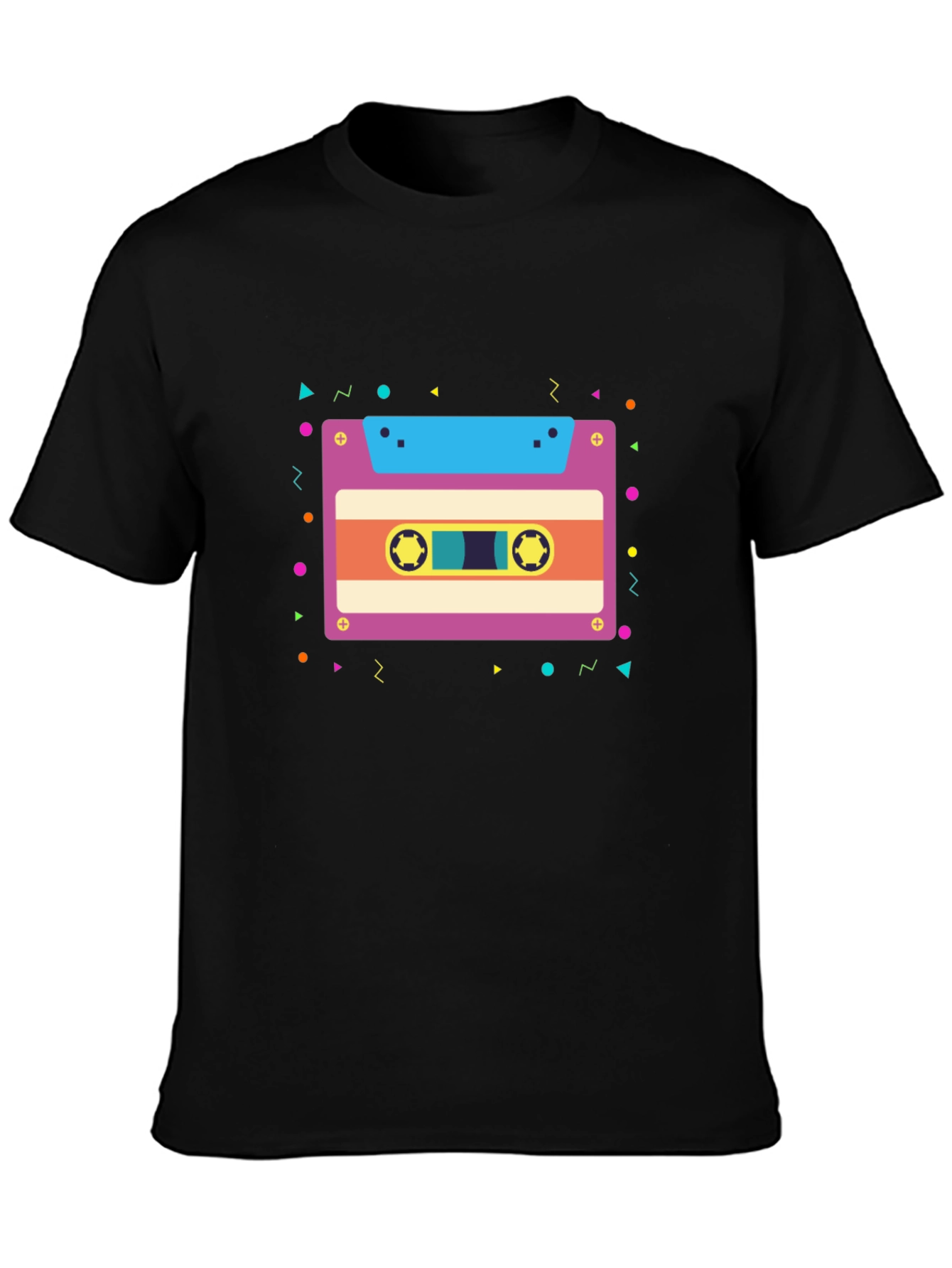 Retro Cassette Tape Graphic Tee - Black