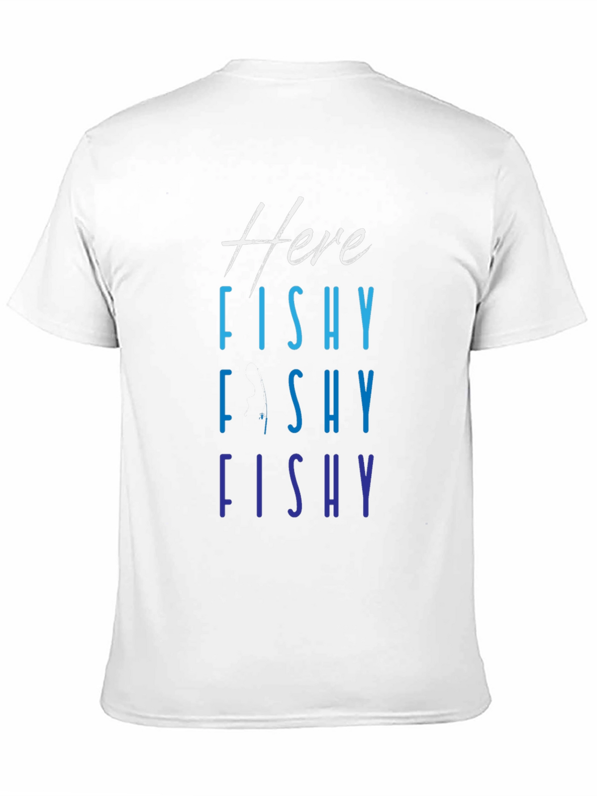 Here Fishy Fishy T-Shirt Black Mens Fishing Tee