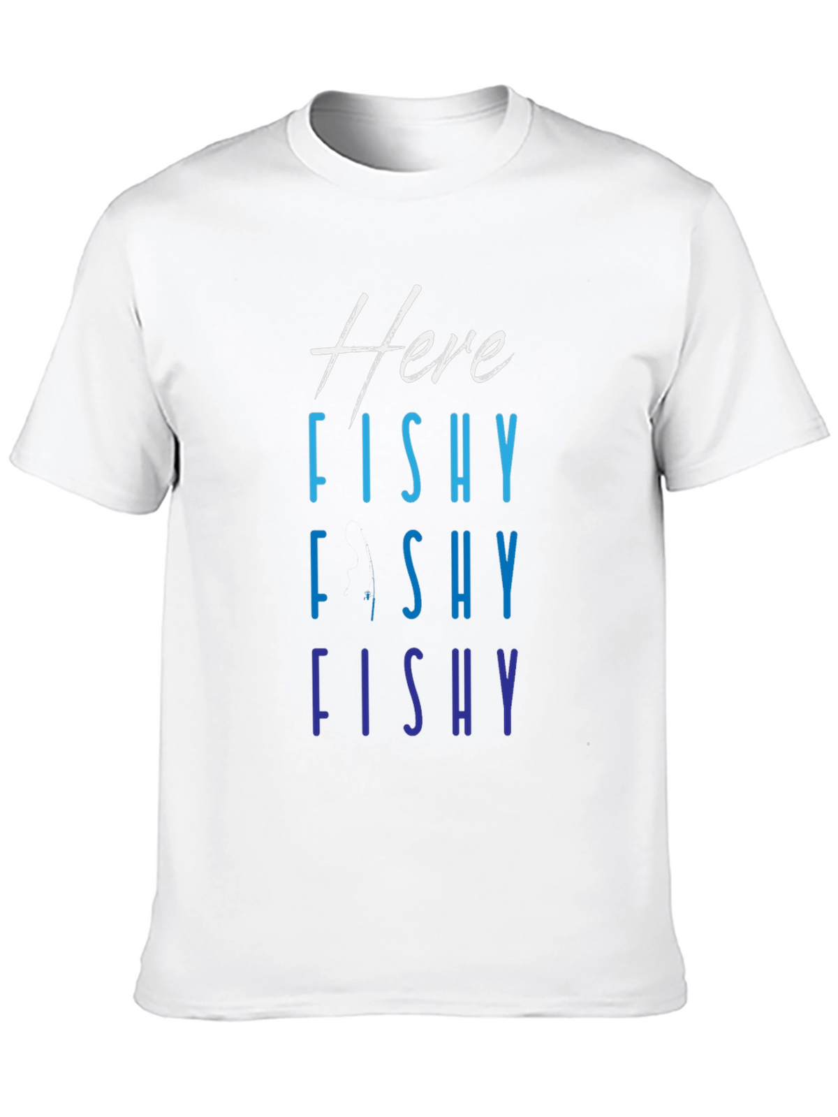 Here Fishy Fishy T-Shirt Black Mens Fishing Tee