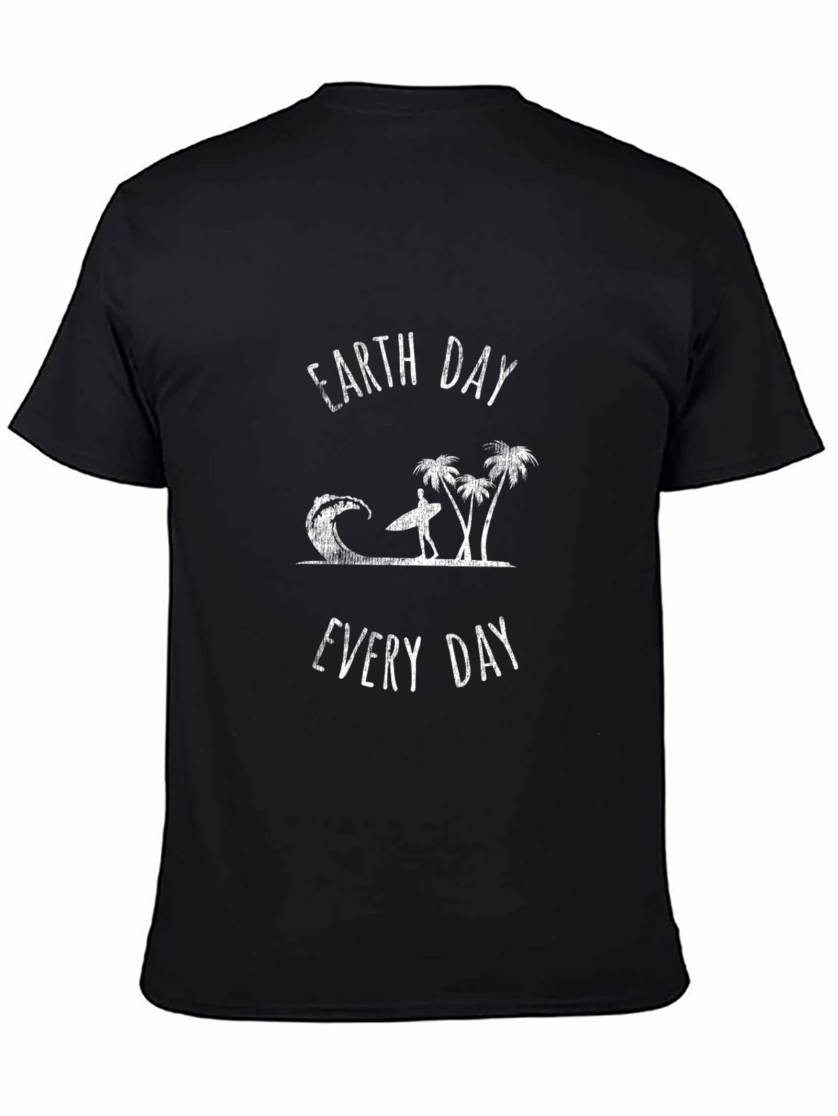 Earth Day Every Day Black T-Shirt Surfer