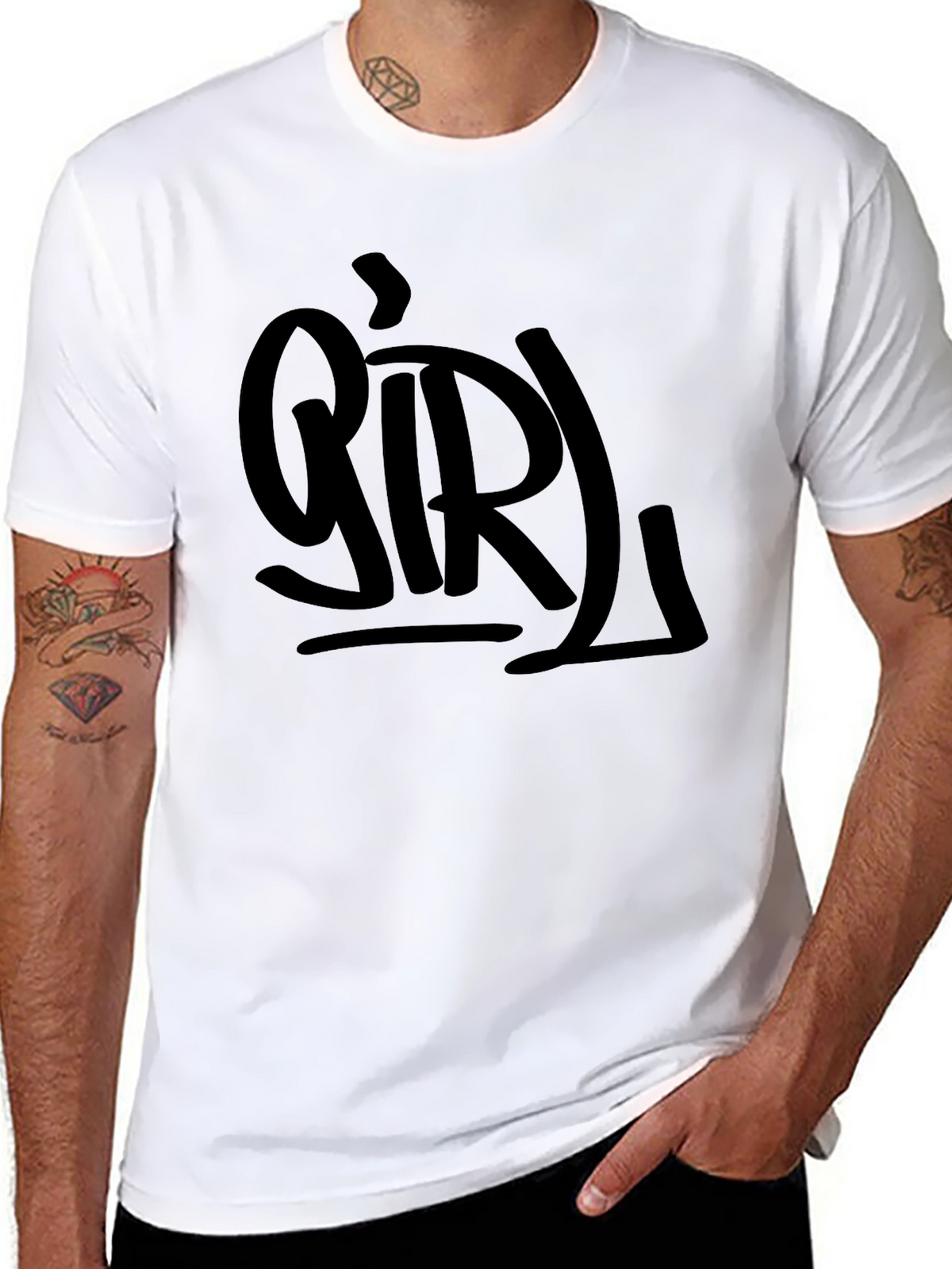 Girl Graphic Print Black T-Shirt