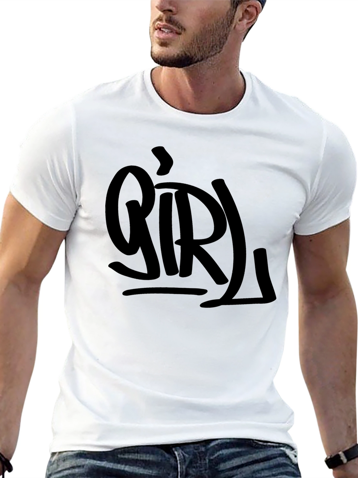 Girl Graphic Print Black T-Shirt