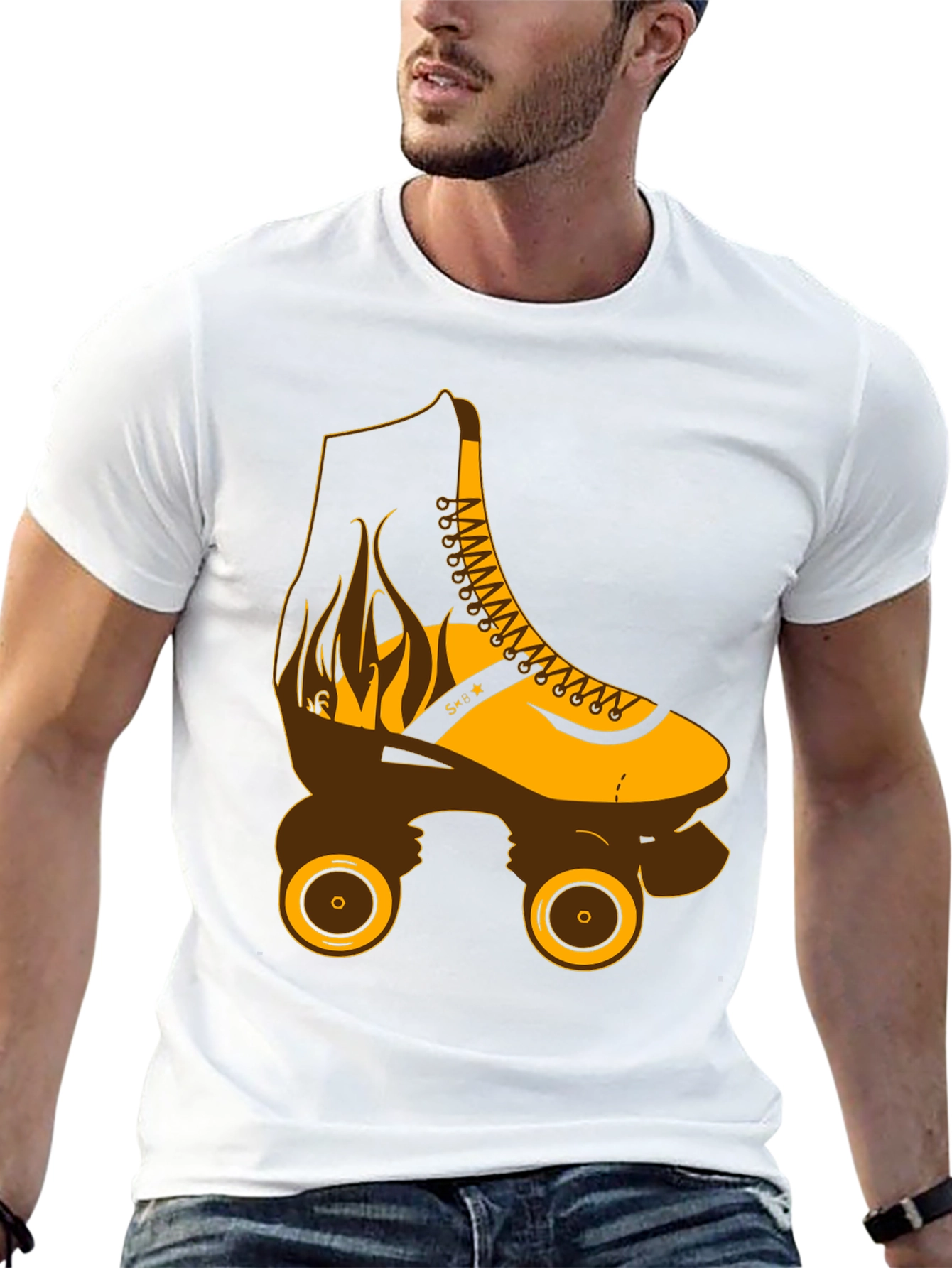 Retro Roller Skate Graphic T-Shirt - Black