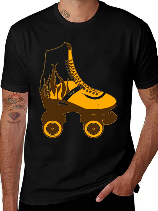 Retro Roller Skate Graphic T-Shirt - Black
