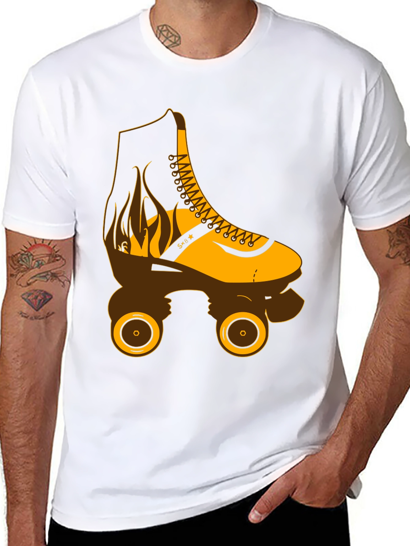 Retro Roller Skate Graphic T-Shirt - Black