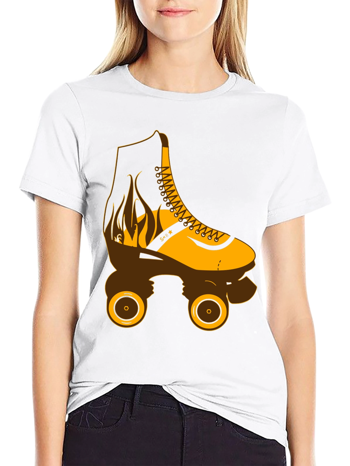 Retro Roller Skate Graphic T-Shirt - Black