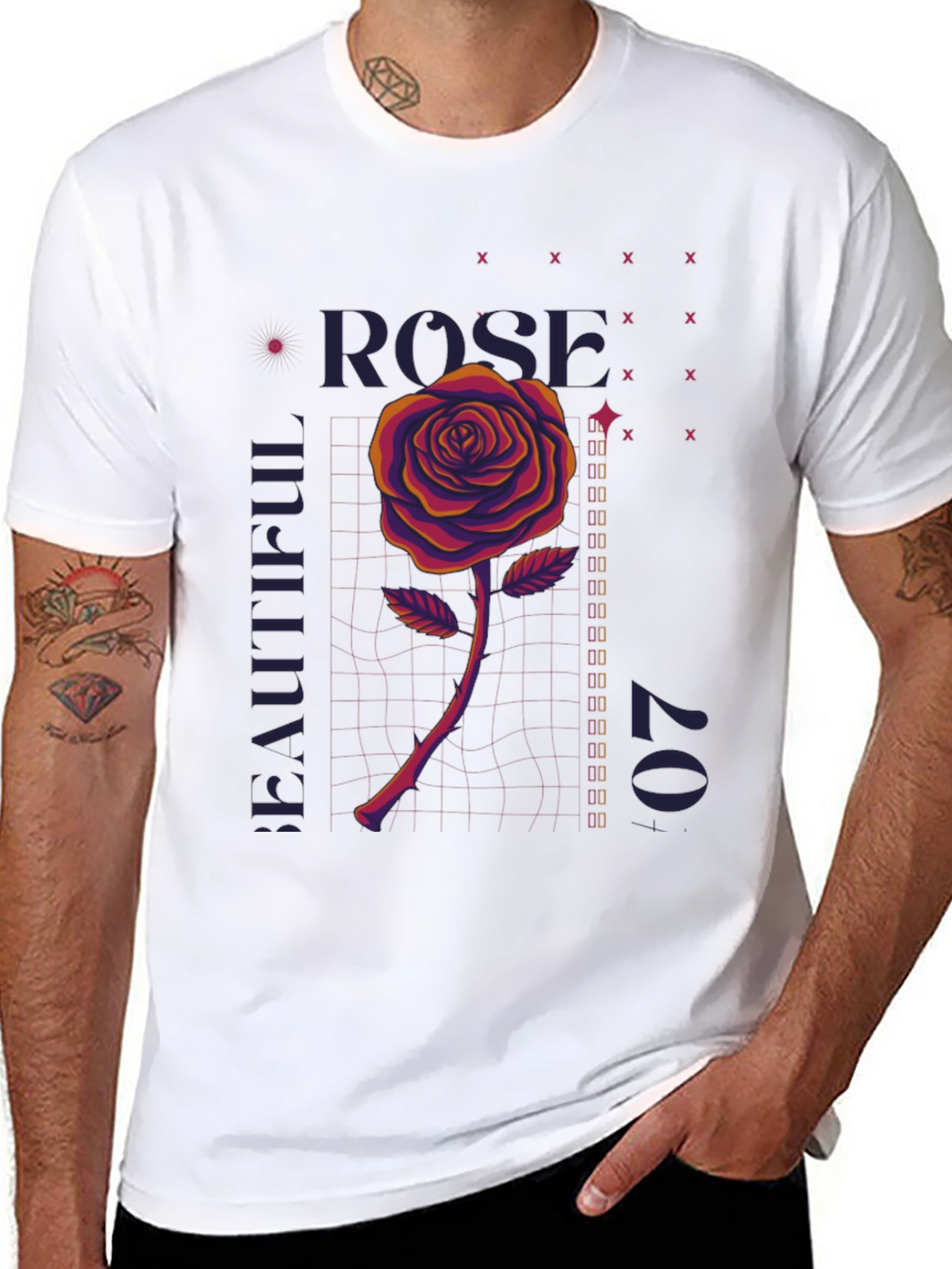 Rose Graphic T-Shirt - Mens Black Tee