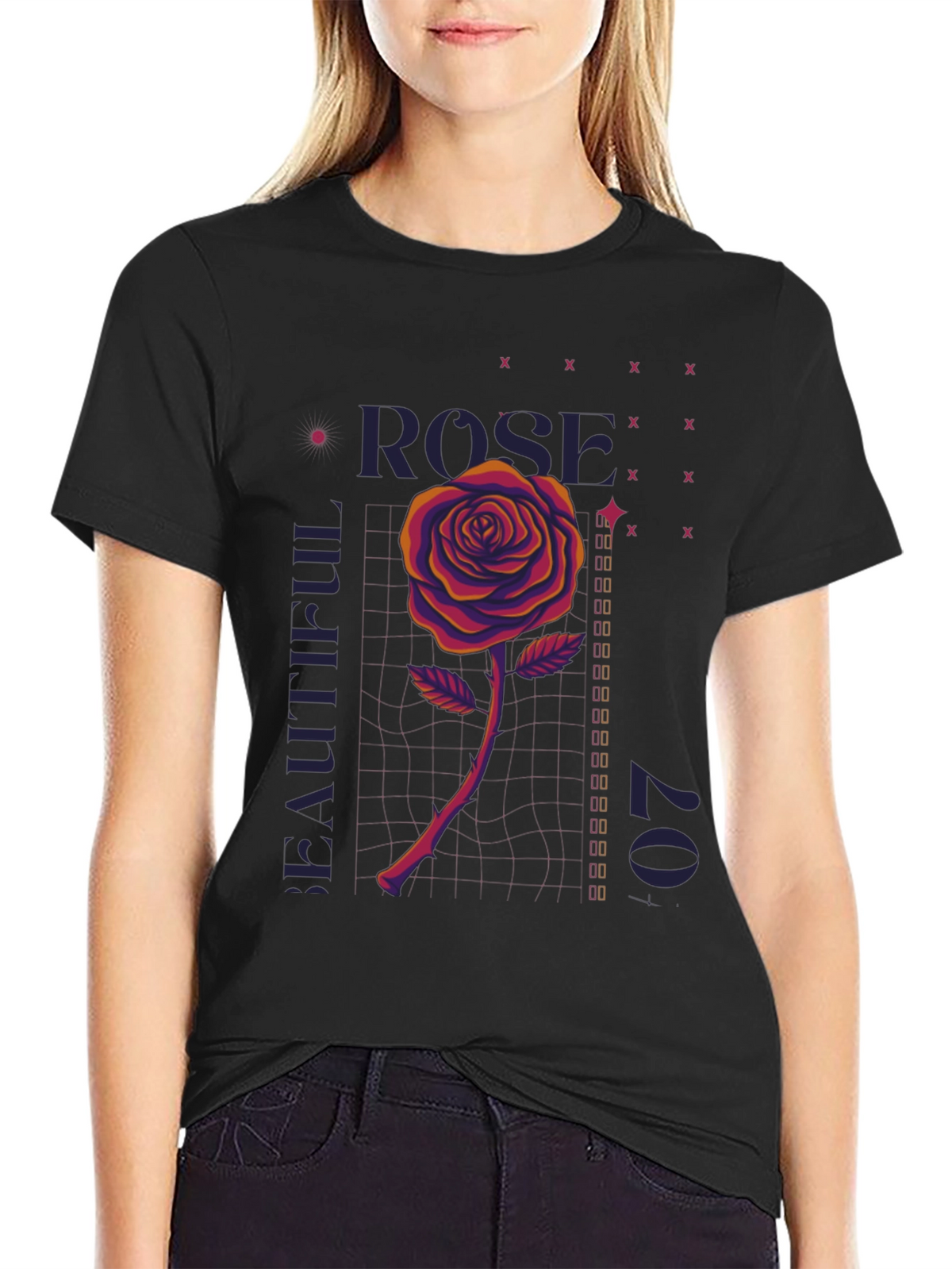 Rose Graphic T-Shirt - Mens Black Tee