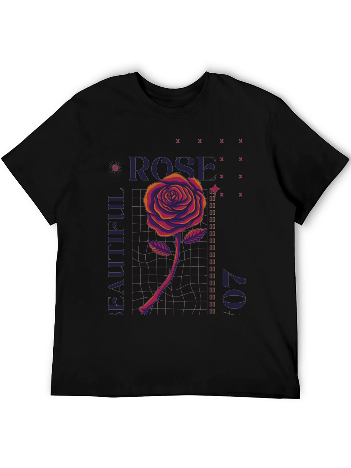 Rose Graphic T-Shirt - Mens Black Tee