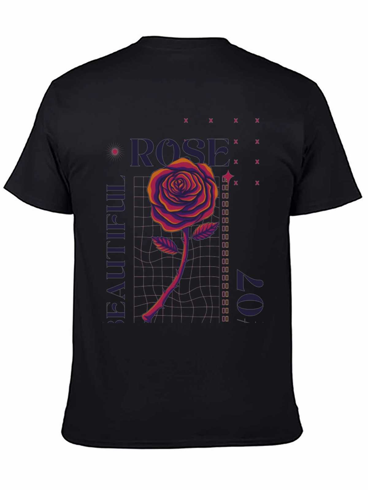 Rose Graphic T-Shirt - Mens Black Tee