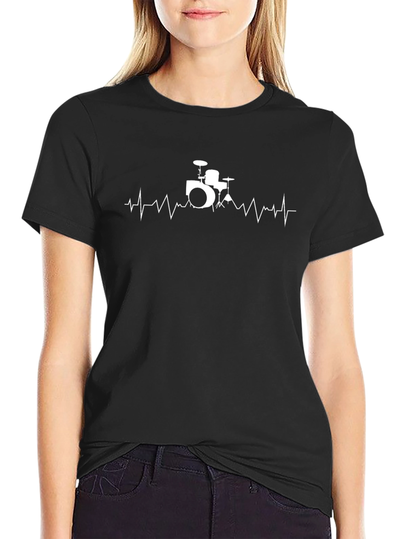 Drum Heartbeat Graphic T-Shirt - Black