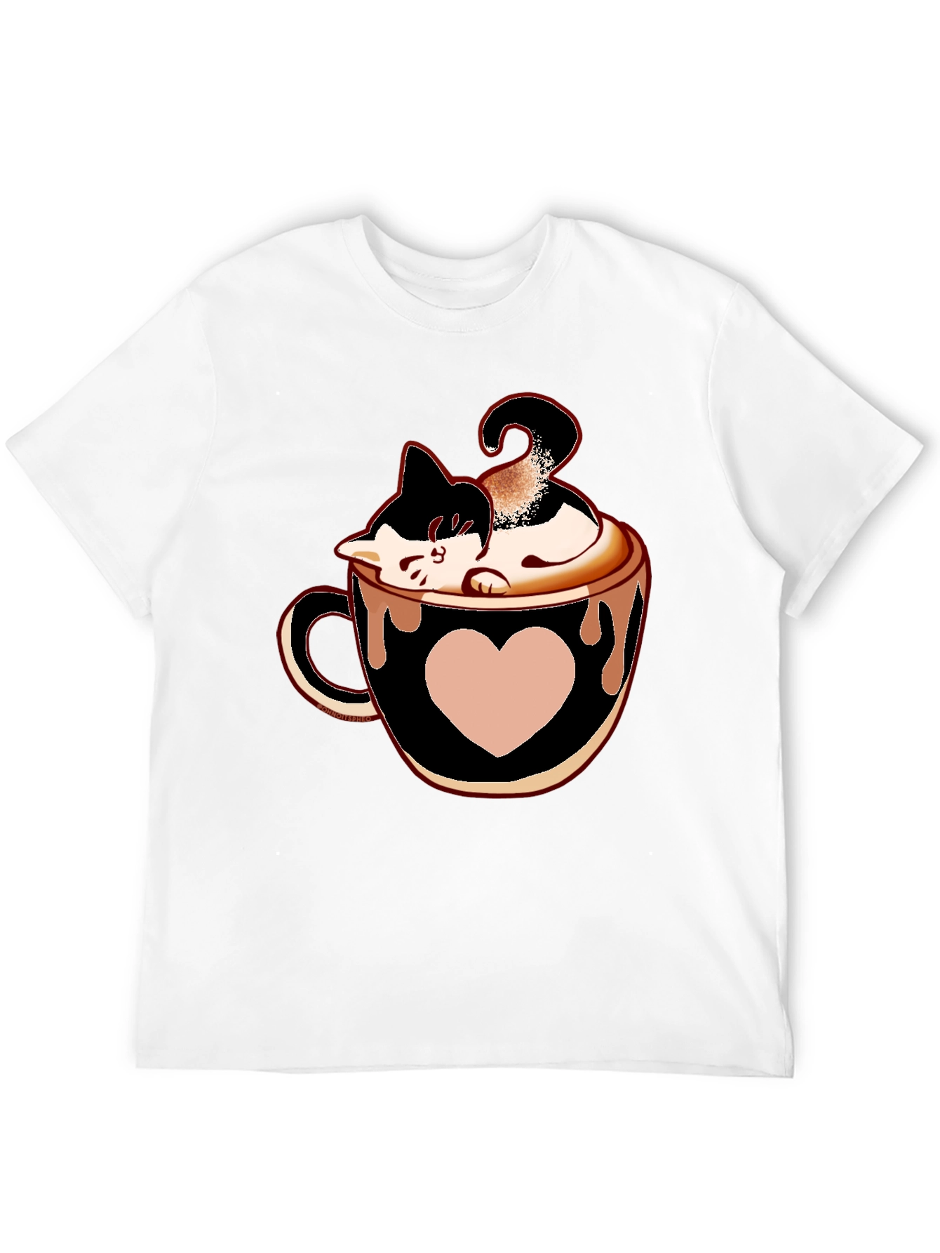Cat In Cup T-Shirt - Black Tee