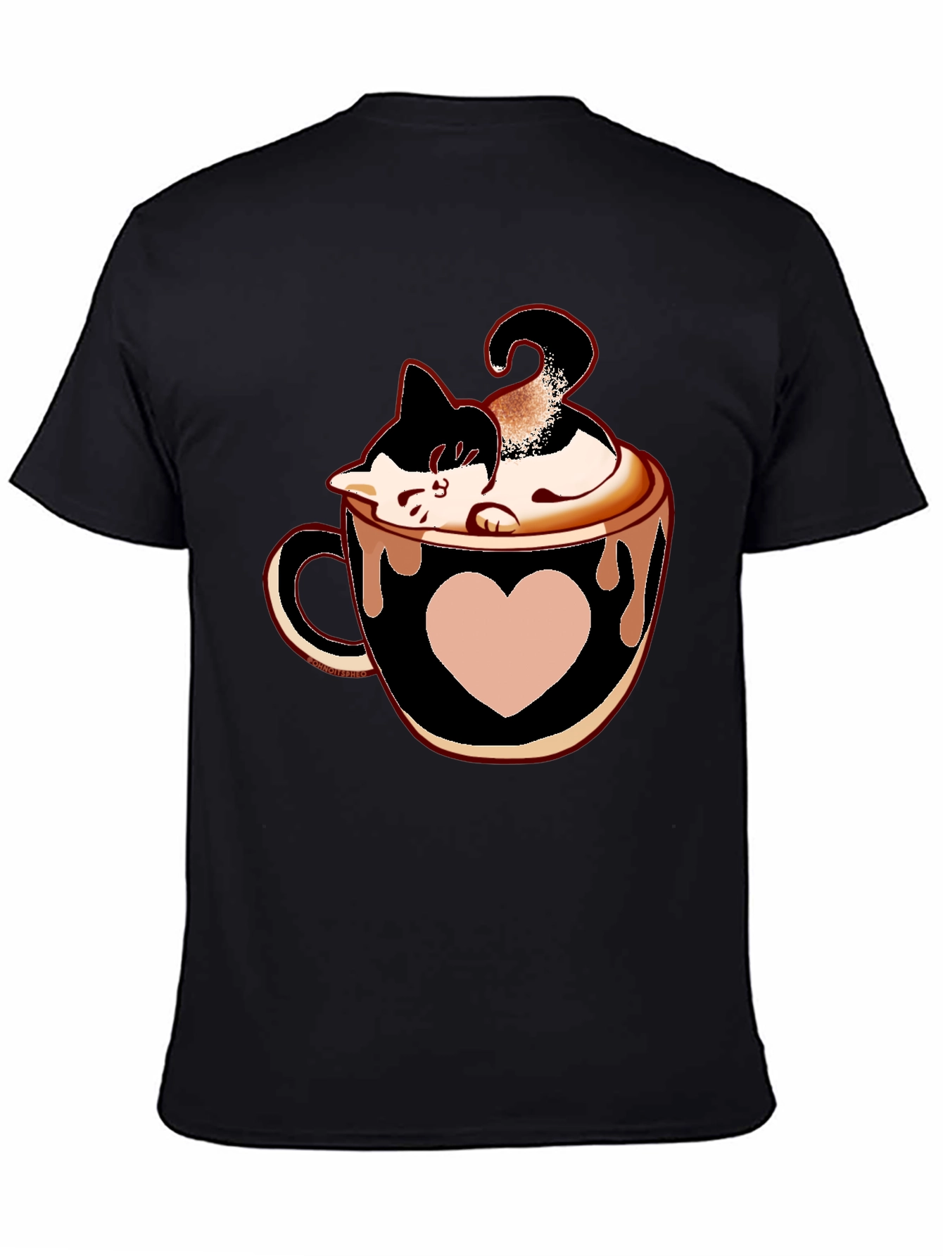 Cat In Cup T-Shirt - Black Tee
