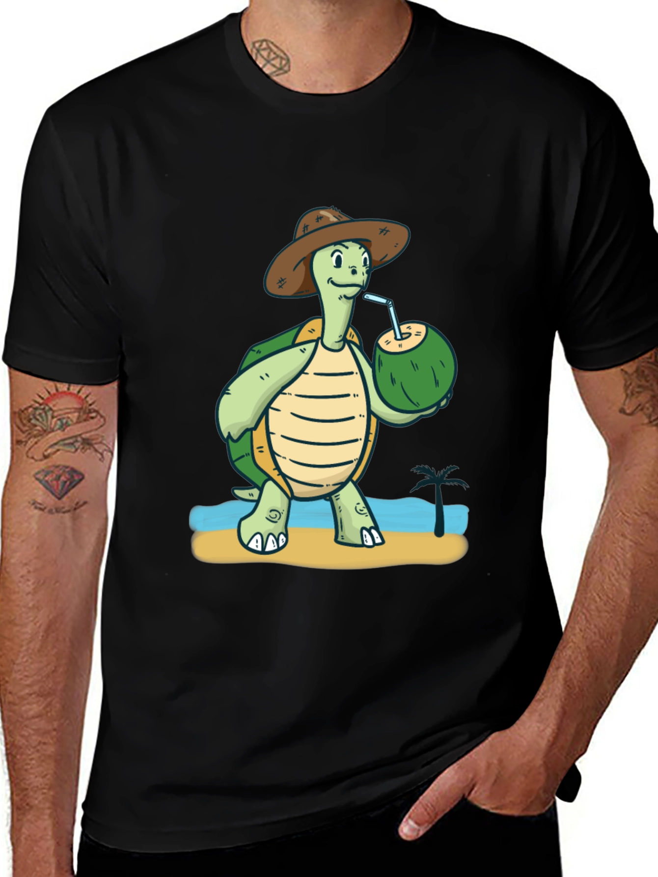 Turtle Drinking Coconut T-Shirt