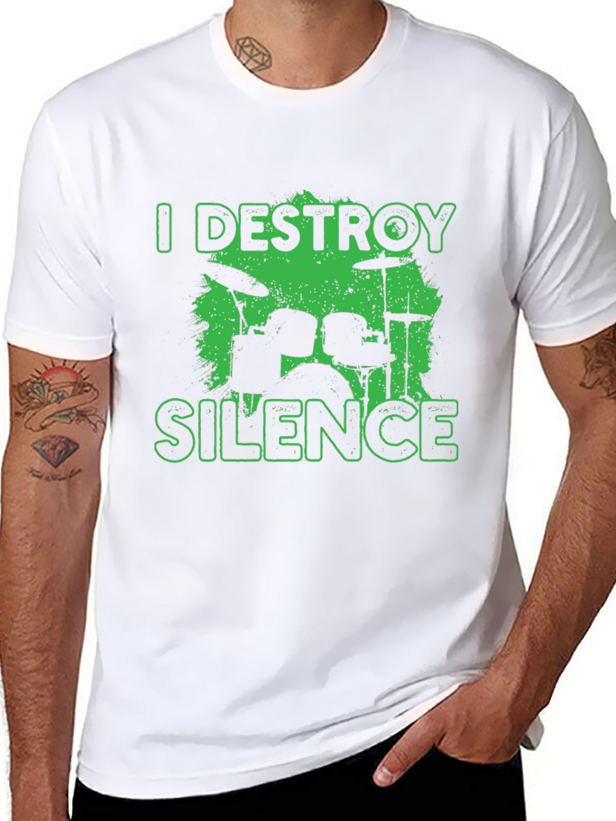 I Destroy Silence Drummer Black T-Shirt
