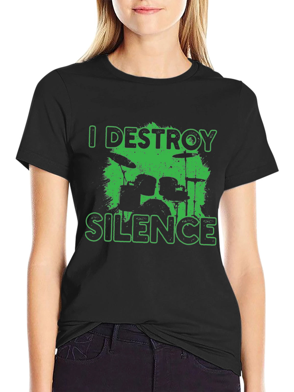 I Destroy Silence Drummer Black T-Shirt